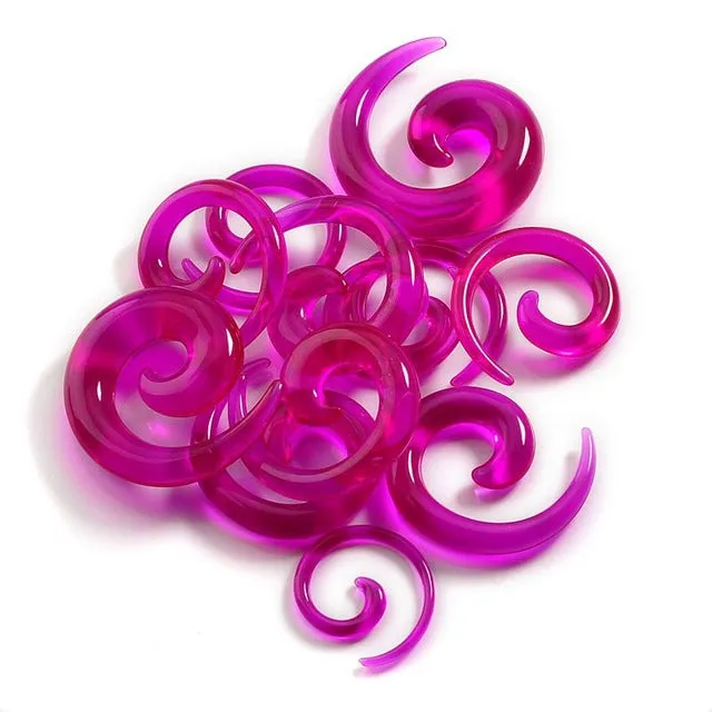 12Pcs Acrylic Ear Tapers Spiral Ear Stretching Piercing Body Jewelry Mix Lots Fake Ear Expander Plug Tunnel Kit Free Ship