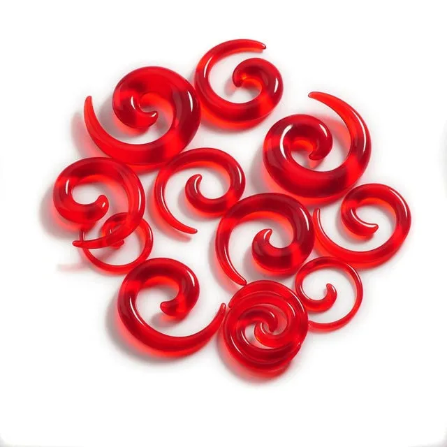 12Pcs Acrylic Ear Tapers Spiral Ear Stretching Piercing Body Jewelry Mix Lots Fake Ear Expander Plug Tunnel Kit Free Ship