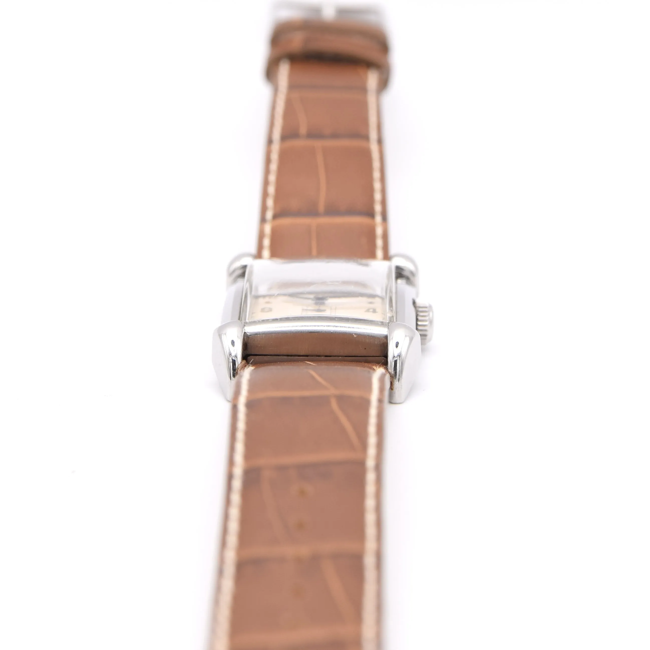 1940s Cyma - Tavannes Rectangular Early Waterproof Patent Wristwatch with fabulous claw lugs