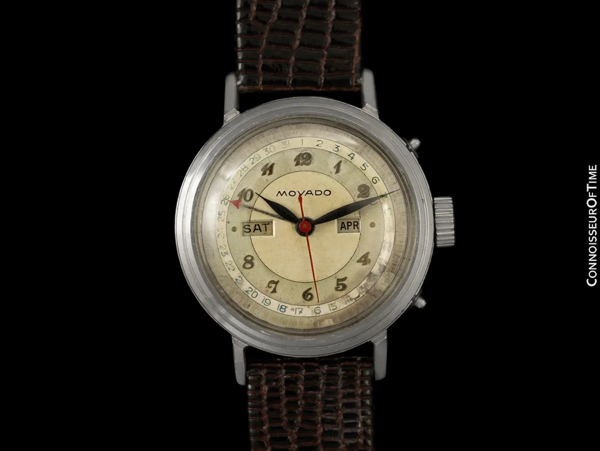 1940's Movado Vintage Triple Calendar Mens Stainless Steel Watch - The Calendograph