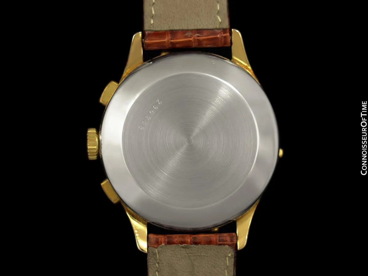 1943 Angelus Vintage Large Mens World War II Era Triple Calendar Chronograph, 18K Gold Plated - The Chronodato