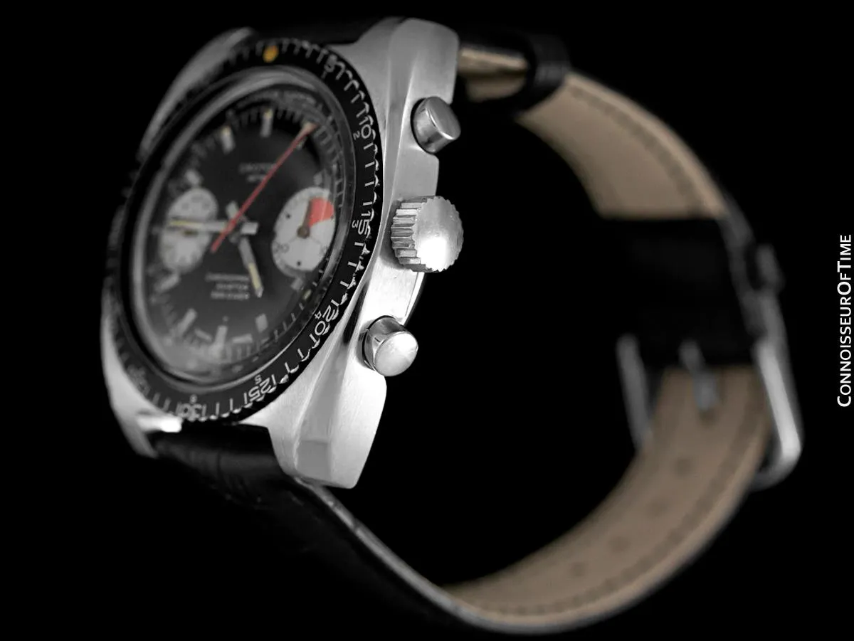 1960's Croton Vintage Mens Retro Panda Dial "Paul Newman" Sea Diver Aviator Chronomaster Chronograph Watch - Stainless Steel
