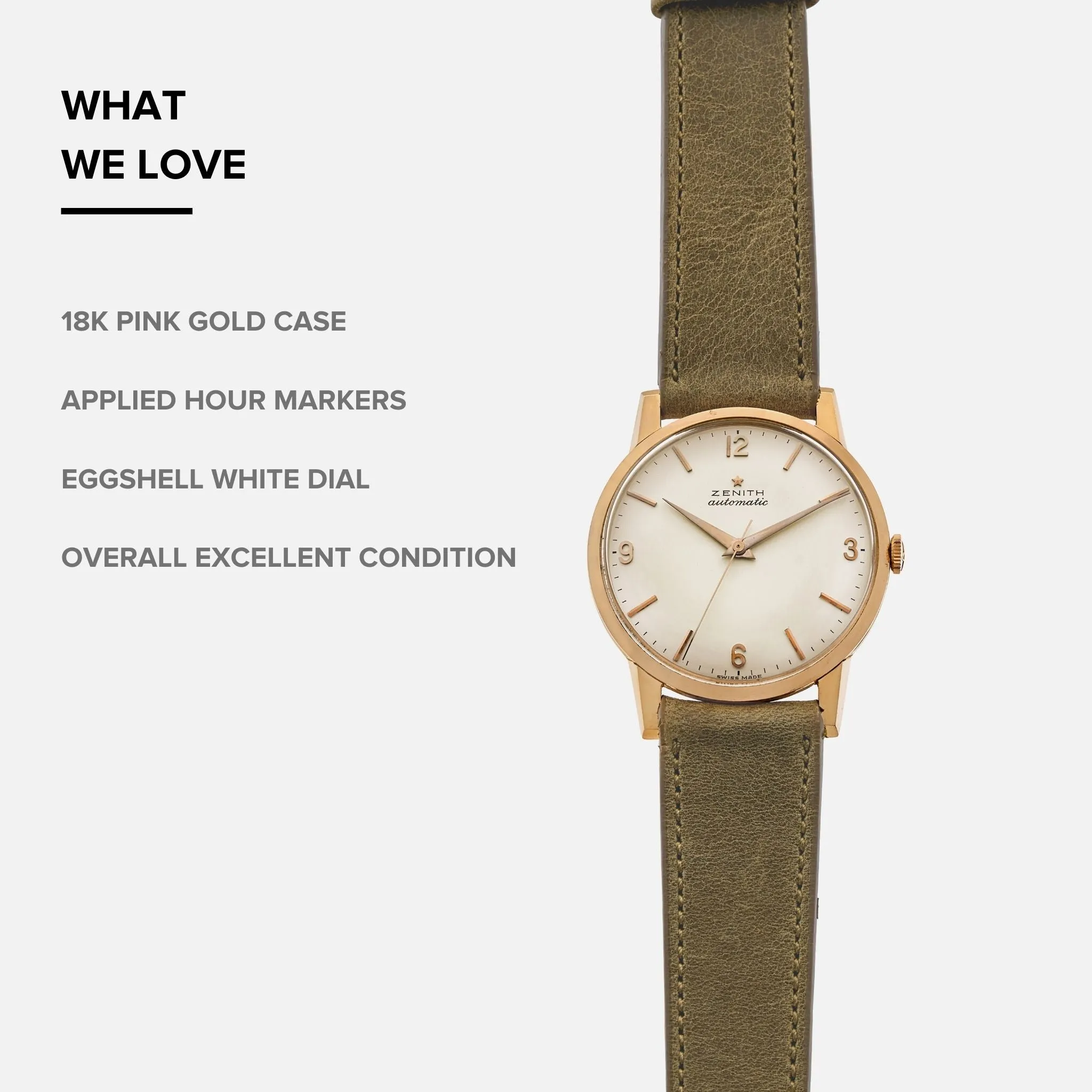 1960s Zenith Dress Watch In 18k Pink Gold