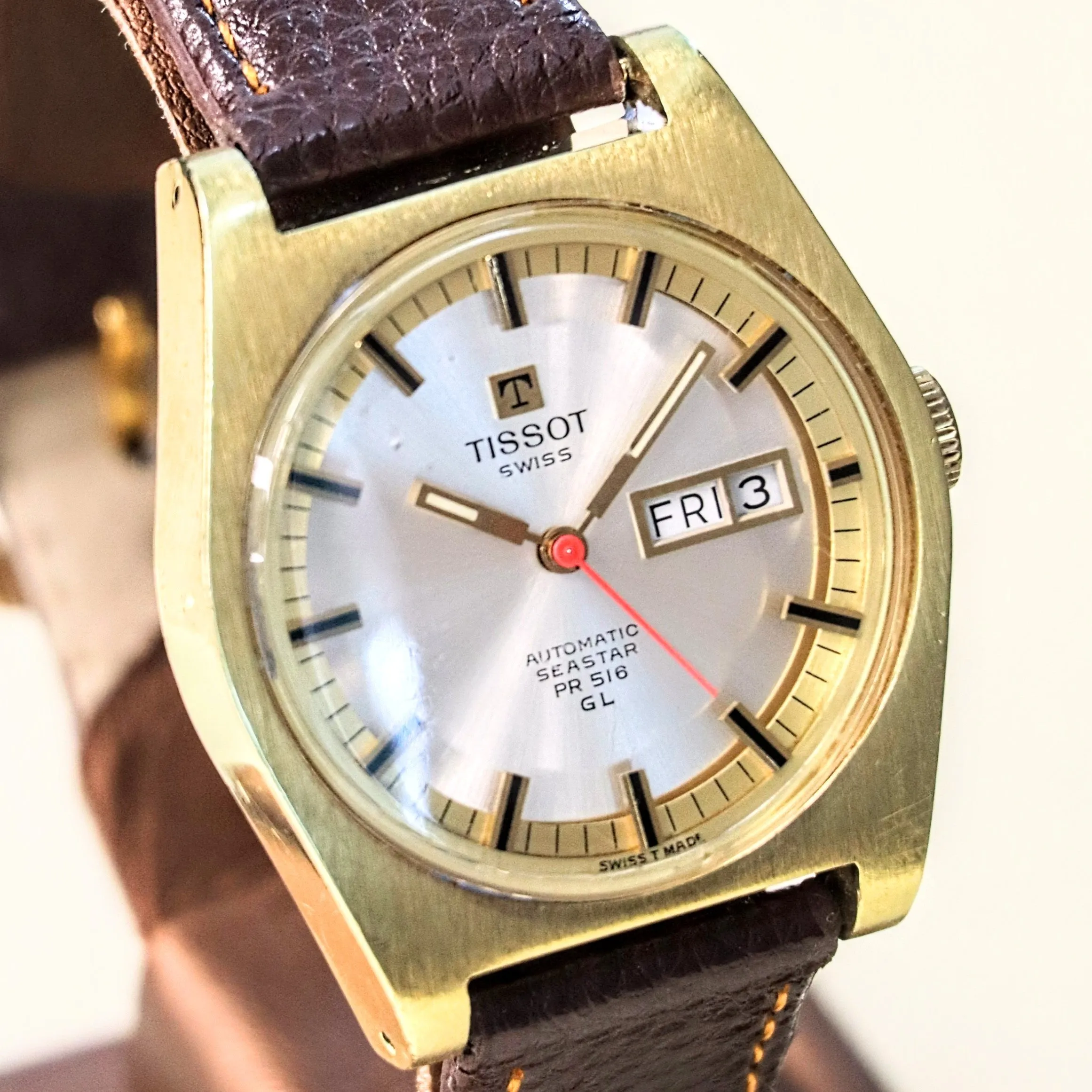 1970 TISSOT Automatic Seastar Watch PR516 GL 17 Jewels Cal. 796 Day/Date Swiss Wristwatch