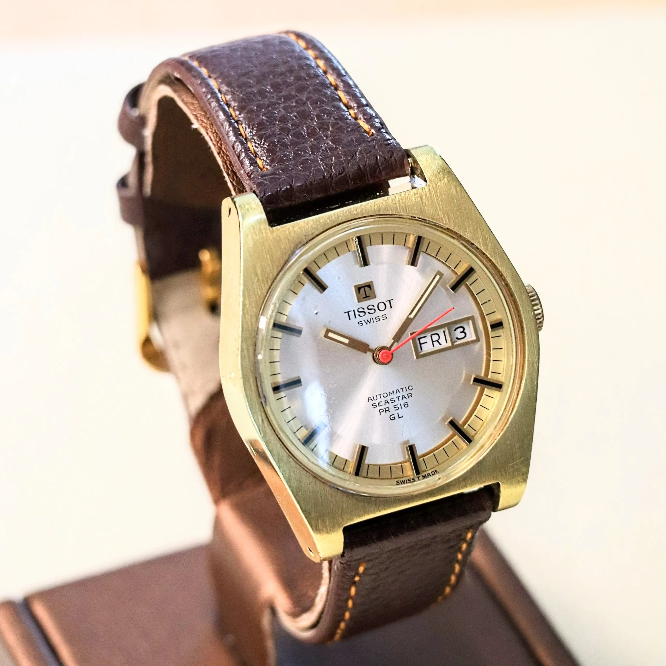 1970 TISSOT Automatic Seastar Watch PR516 GL 17 Jewels Cal. 796 Day/Date Swiss Wristwatch