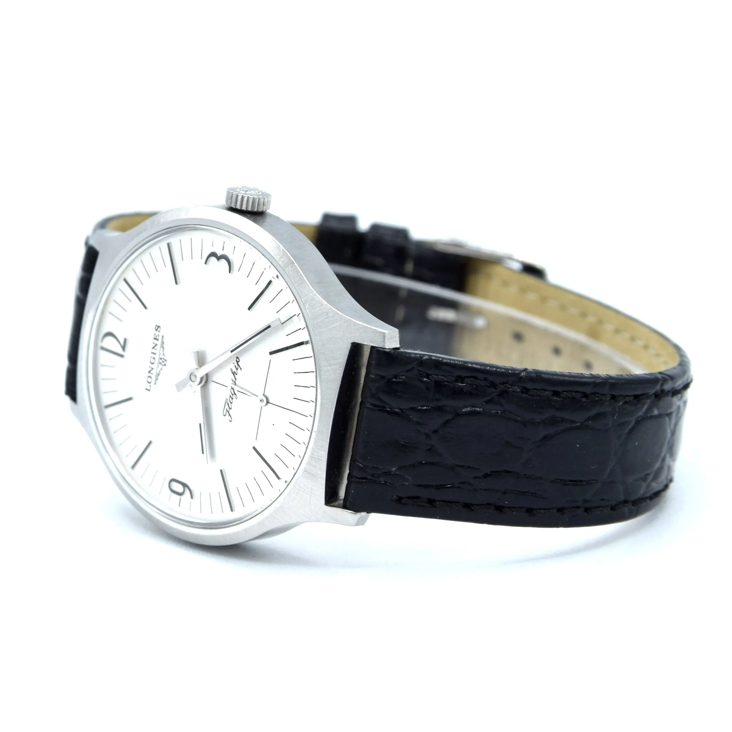 1974 Stunning Longines Flagship box set Model 3106 - retro railway type dial in Stainless Steel