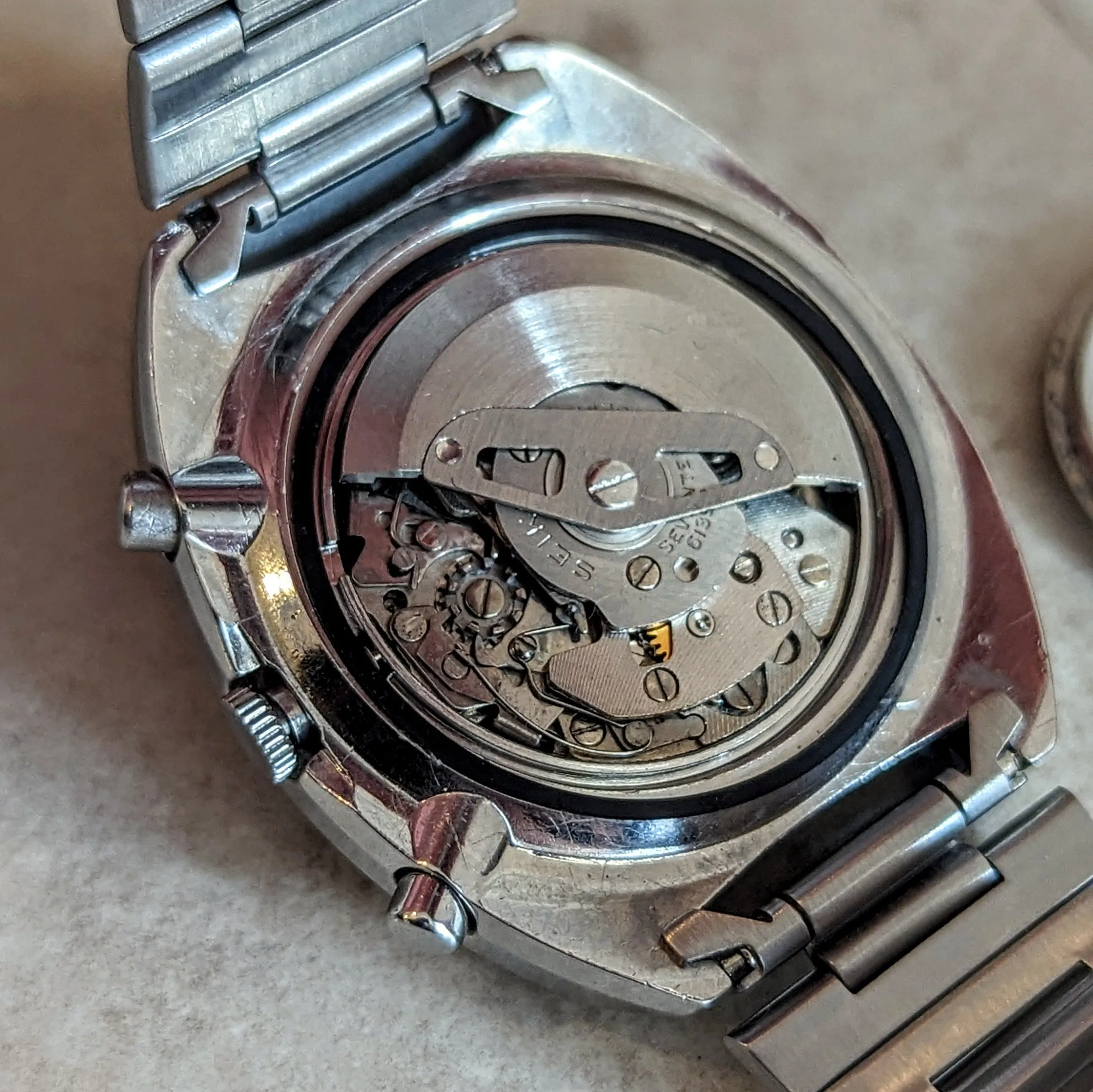 1975 SEIKO Pogue Chronograph Automatic Watch Ref. 6139-6002 Black Dial Vintage Wristwatch