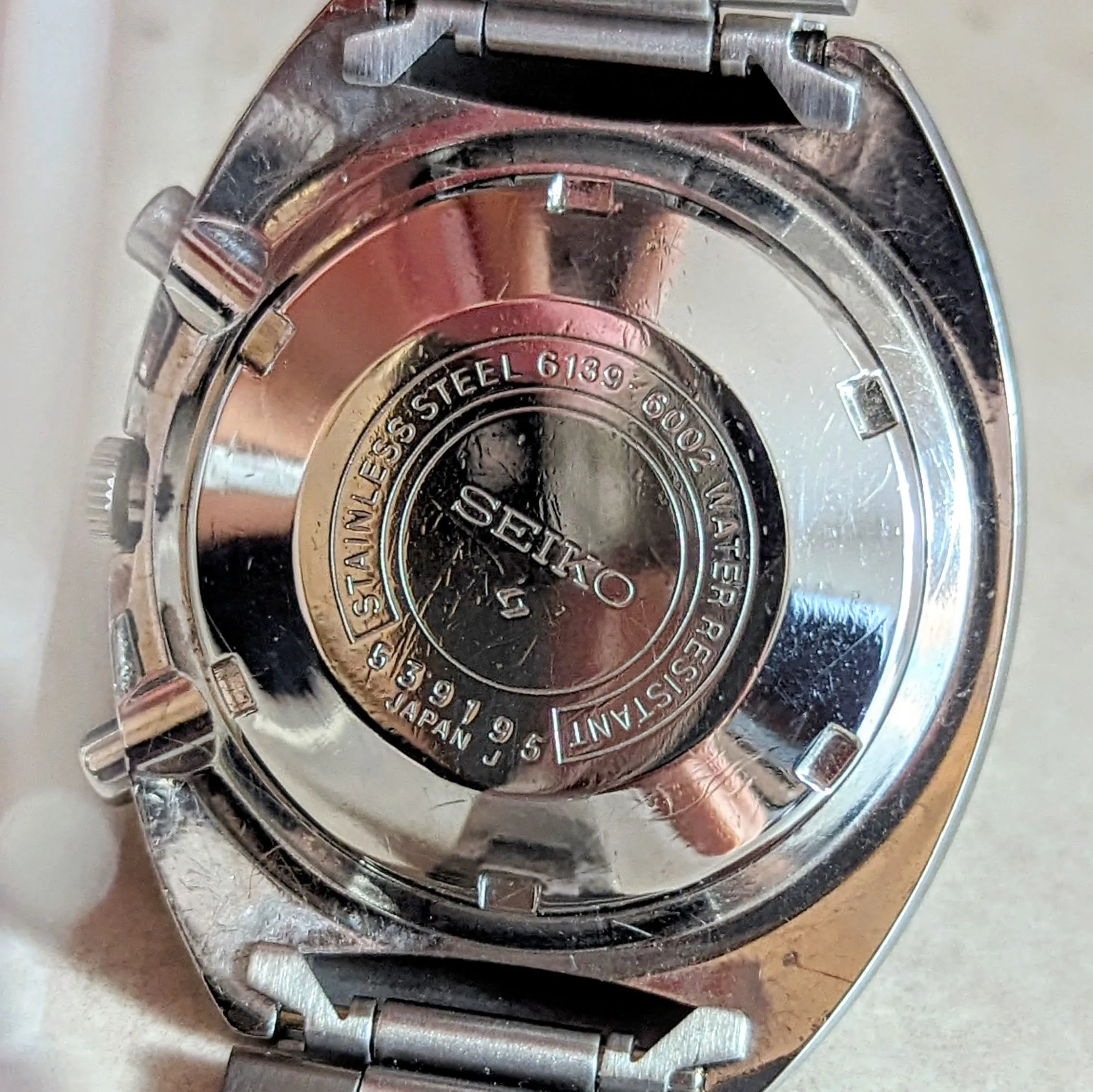 1975 SEIKO Pogue Chronograph Automatic Watch Ref. 6139-6002 Black Dial Vintage Wristwatch