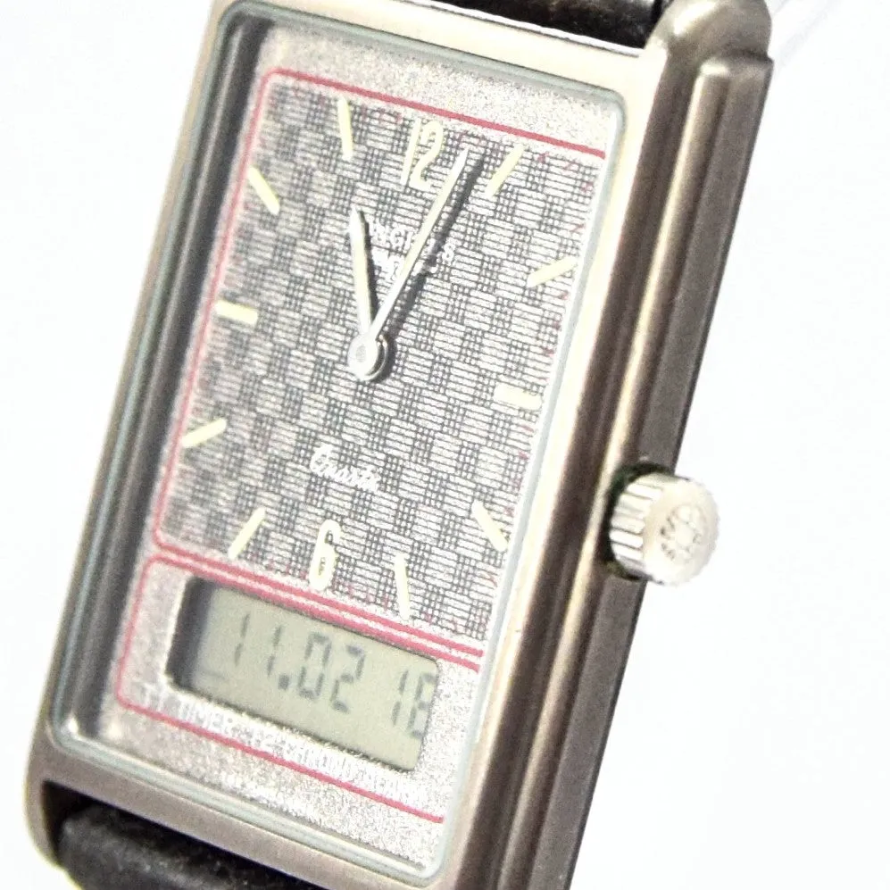 1980s Longines Split 5 Quartz Dual Display Alarm Watch Model 192-4948 with Box and Papers