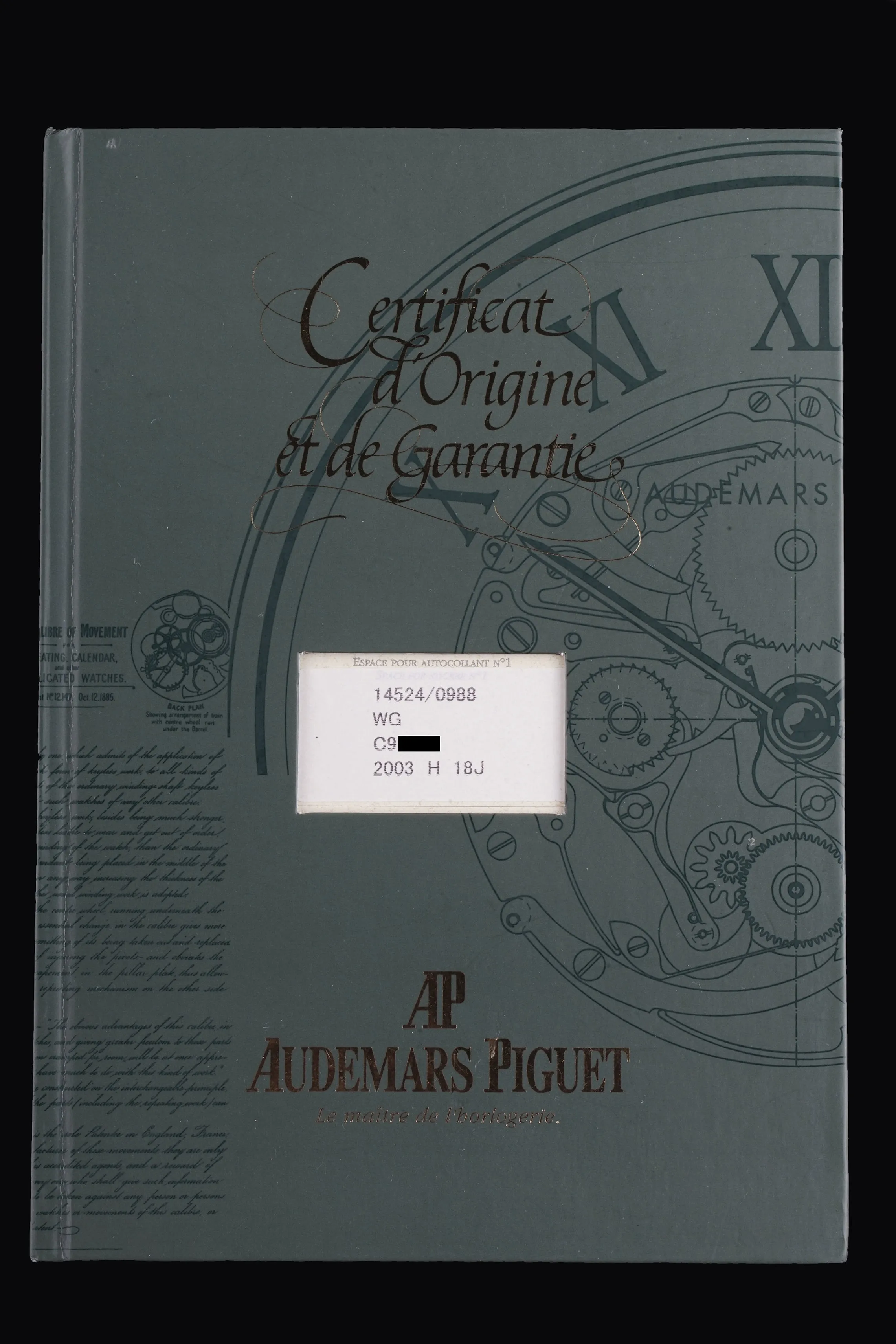 1998 Audemars Piguet 18k WG (Ref. 14524/0988) "Ultra Thin" W/ Guarantee Booklet