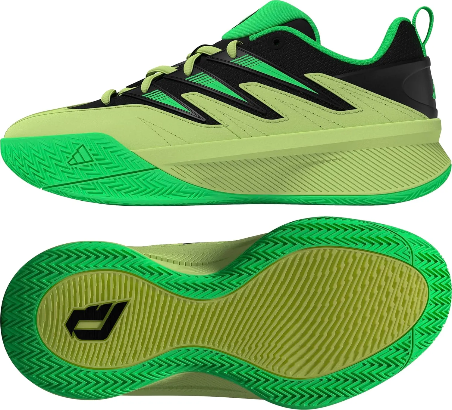 adidas Dame Certified 3 Basketball Sneaker, Pulse Lime/Black/Screaming Green, 5 US Unisex Big Kid