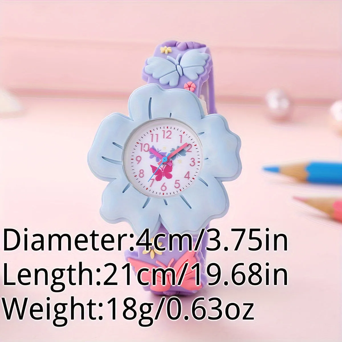Adorable Girls' 3D Flower & Butterfly Cartoon Watch