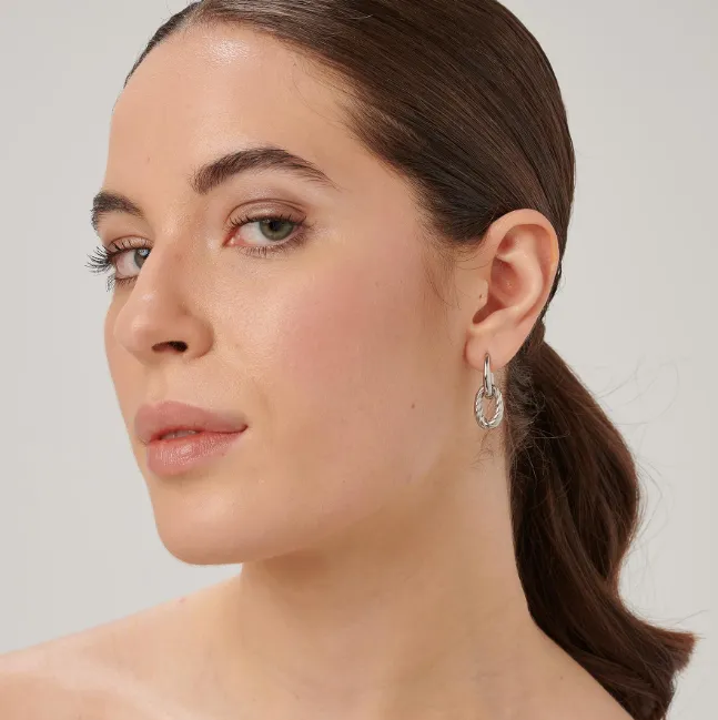 Amy Silver Stainless Steel Drop Oval Earrings by Brosway