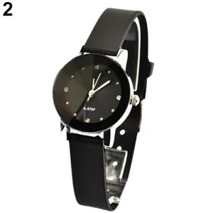 Artificial Leather Oversize Round Dial Quartz Wristwatch