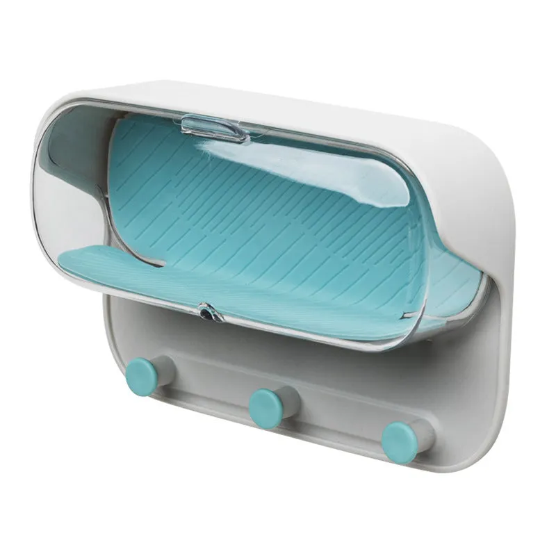 Bathroom Wall Holder Punch-Free Wall-Mounted Storage Box | Practical Washroom Glasses Organizer | Waterproof Key & Accessory Holder with Transparent Lid | Durable HIPS, PET, Silicone & TPR Materials