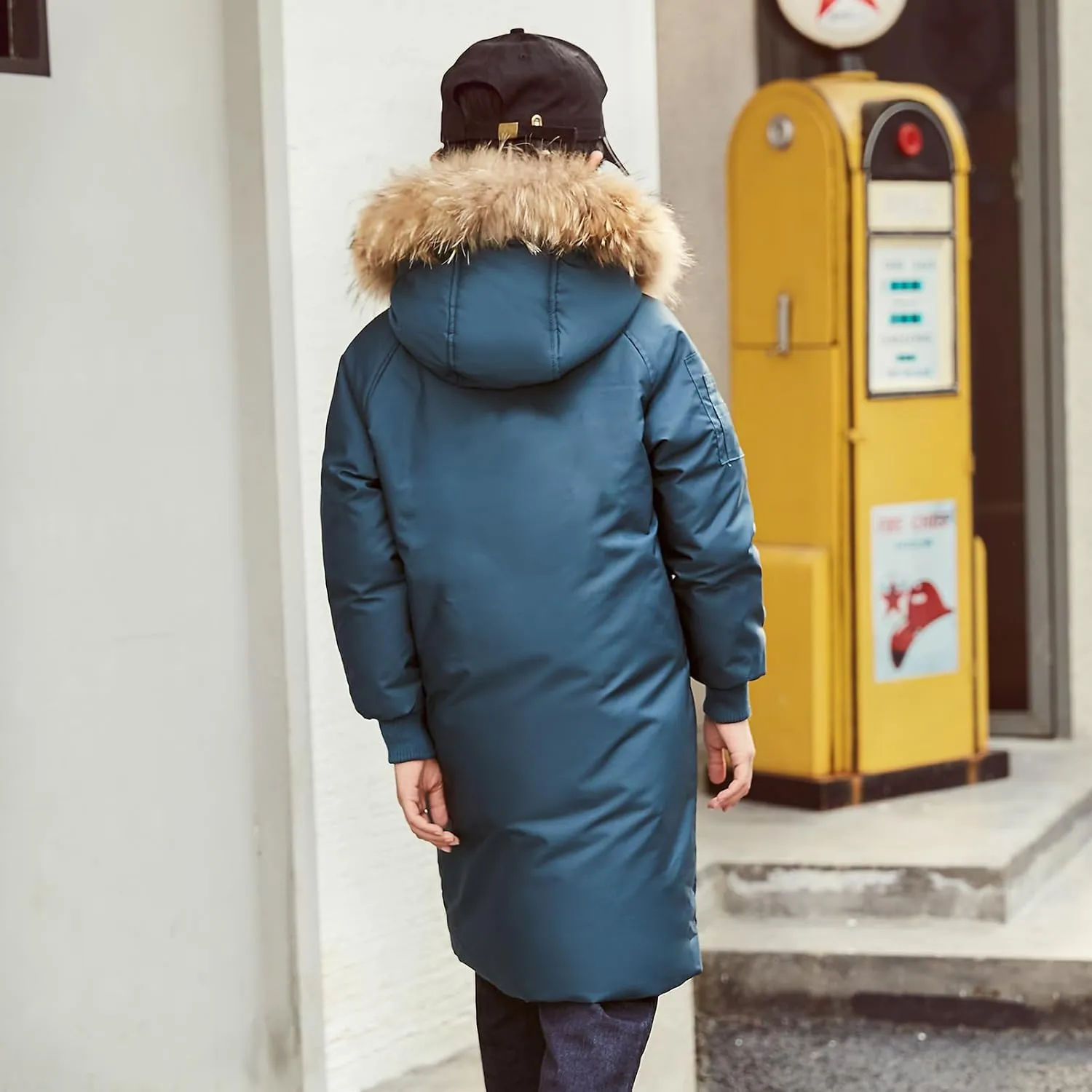 Boys' Mid Length Down Jacket Kids Thermal Winter Hooded Parka Coat Age 3-14 Years
