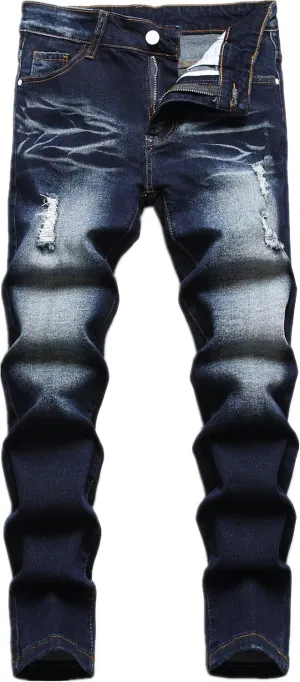 Boy's Skinny Fit Ripped Distressed Stretch Fashion Denim Jeans Pants