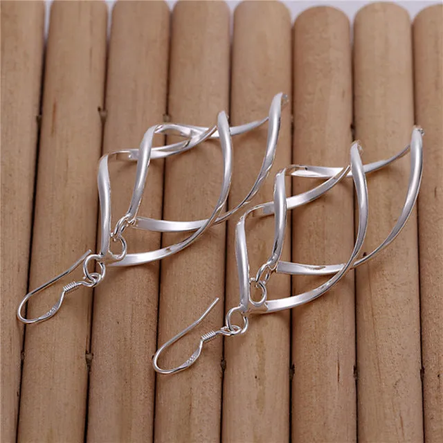 Brand New Fashion Jewelry Silver ColorTwist  Shaped Drop Dangle Earring for Women Gift