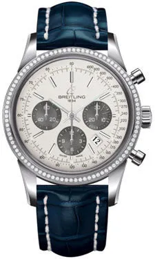 Breitling - Transocean Chronograph Steel - Diamond Bezel - Croco Strap