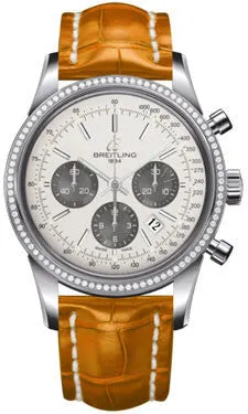 Breitling - Transocean Chronograph Steel - Diamond Bezel - Croco Strap