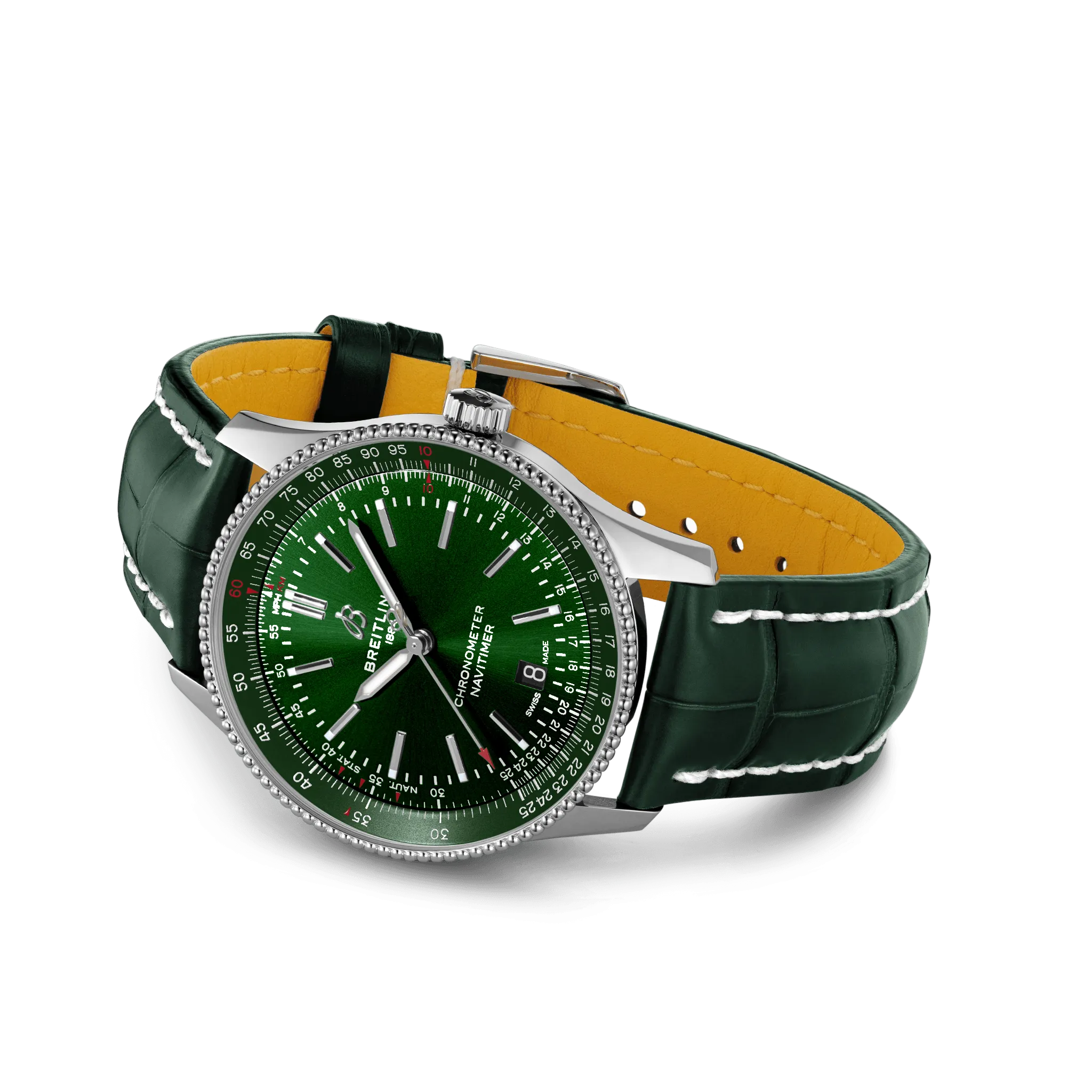 BRT Watch Navitimer 1 AutoMTic 41 Green Croc Folding Clasp