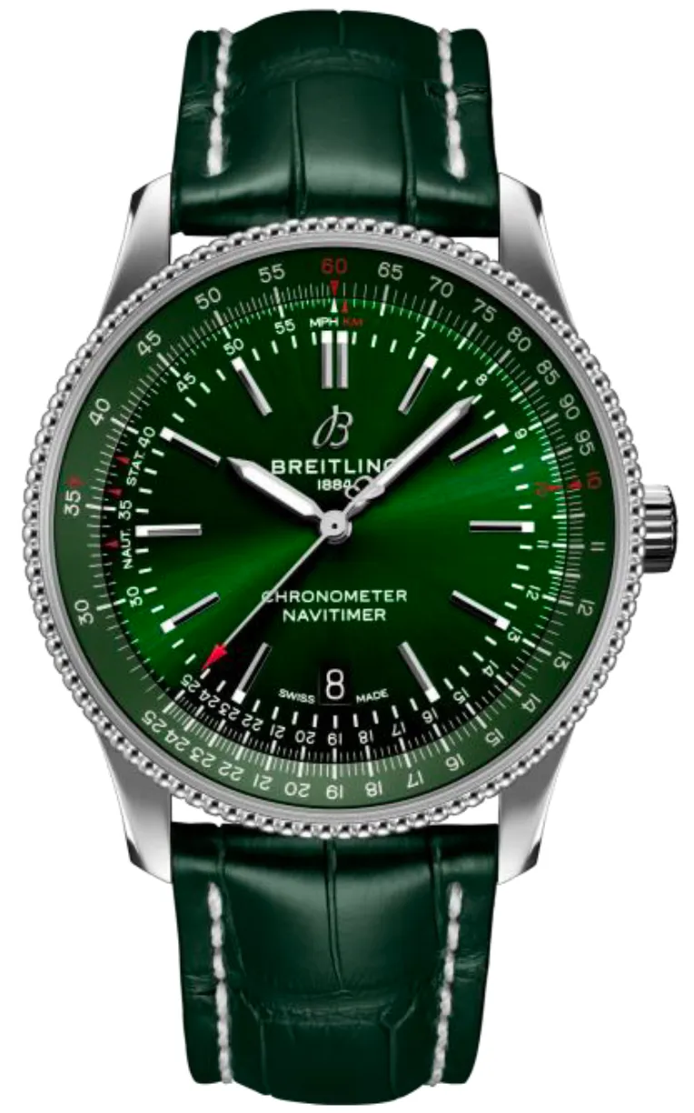 BRT Watch Navitimer 1 AutoMTic 41 Green Croc Folding Clasp