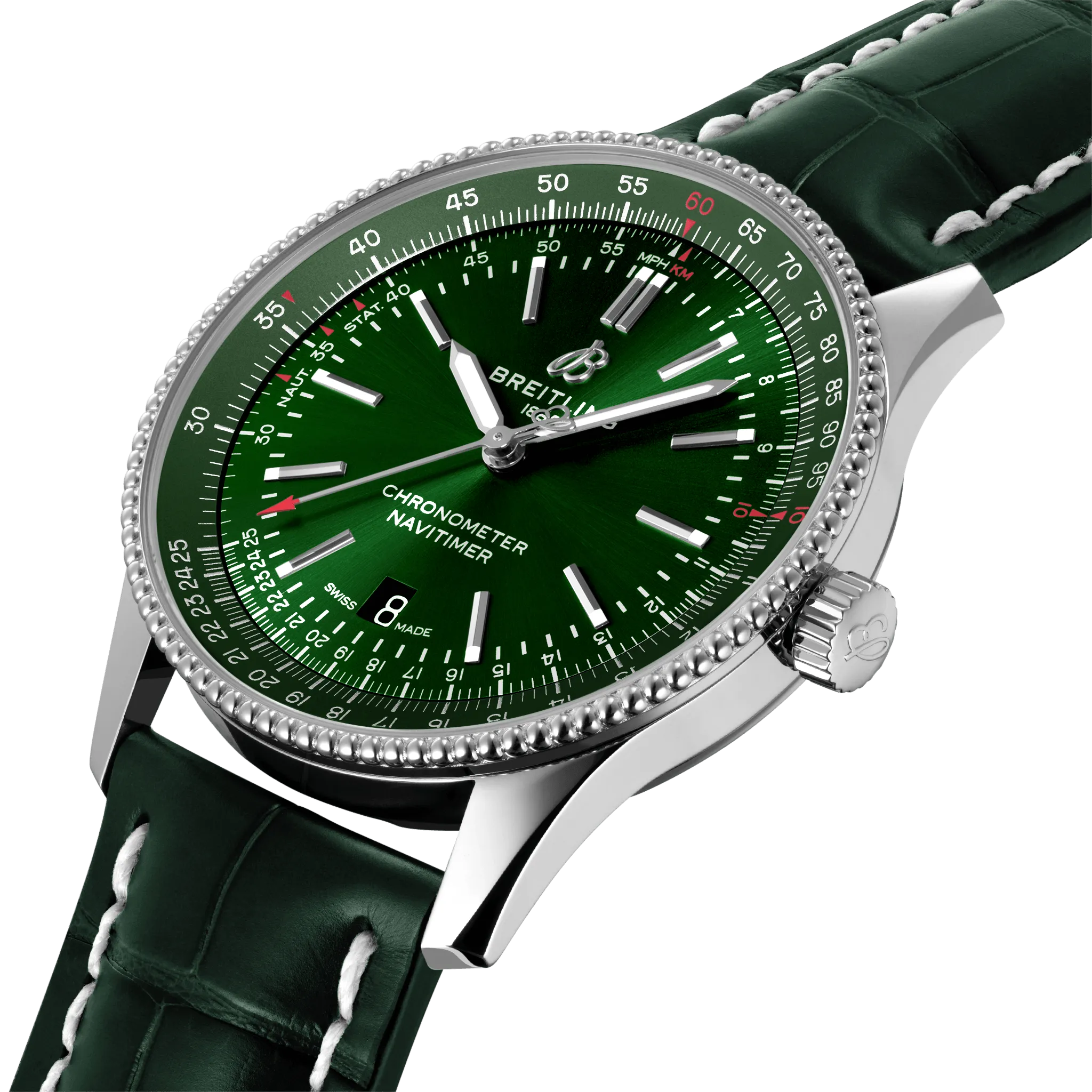 BRT Watch Navitimer 1 AutoMTic 41 Green Croc Folding Clasp