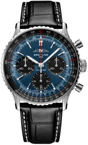 BRT Watch Navitimer B1 Chronograph 41 Black Croc Folding Clasp