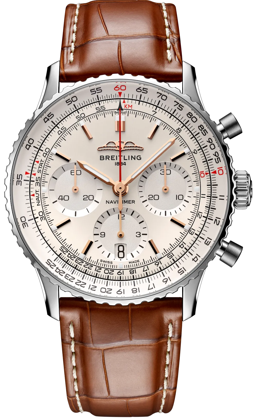 BRT Watch Navitimer B1 Chronograph 41 Gold Croc Folding Clasp