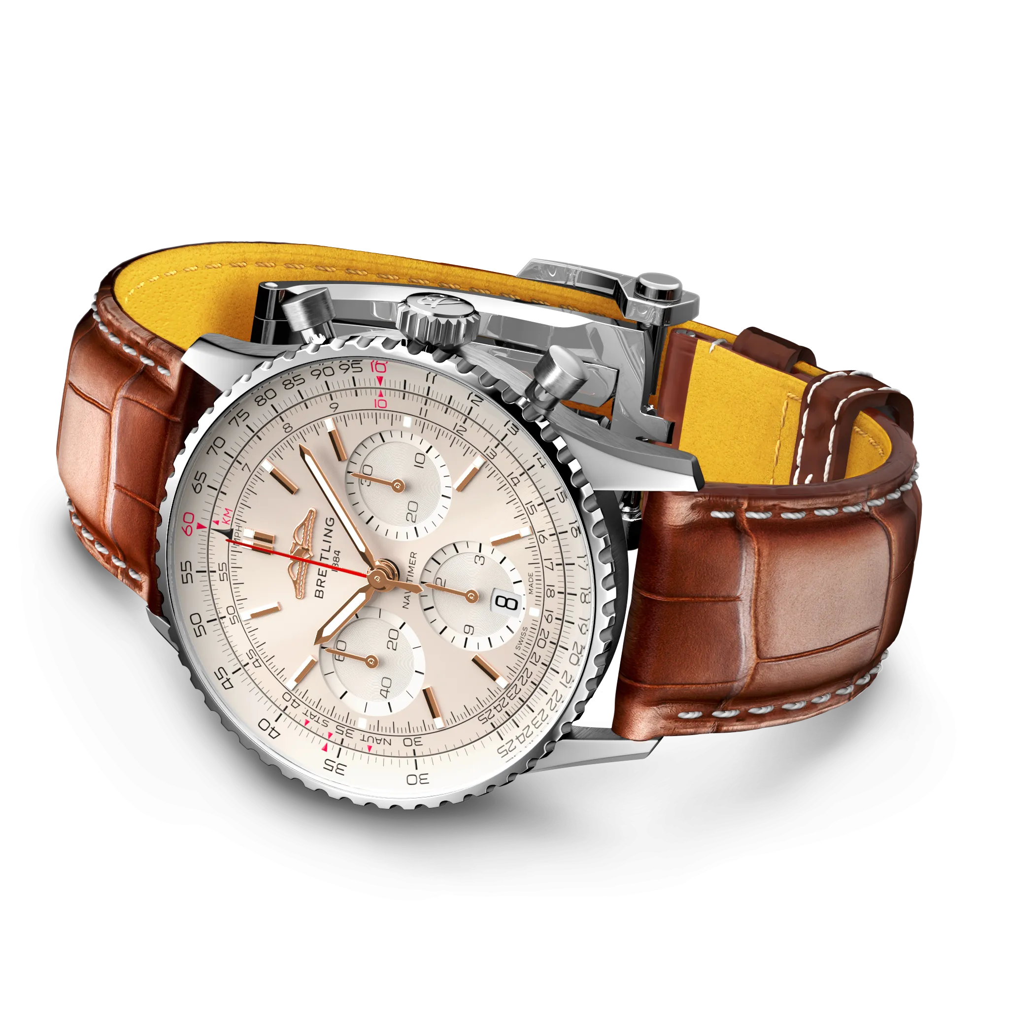 BRT Watch Navitimer B1 Chronograph 41 Gold Croc Folding Clasp