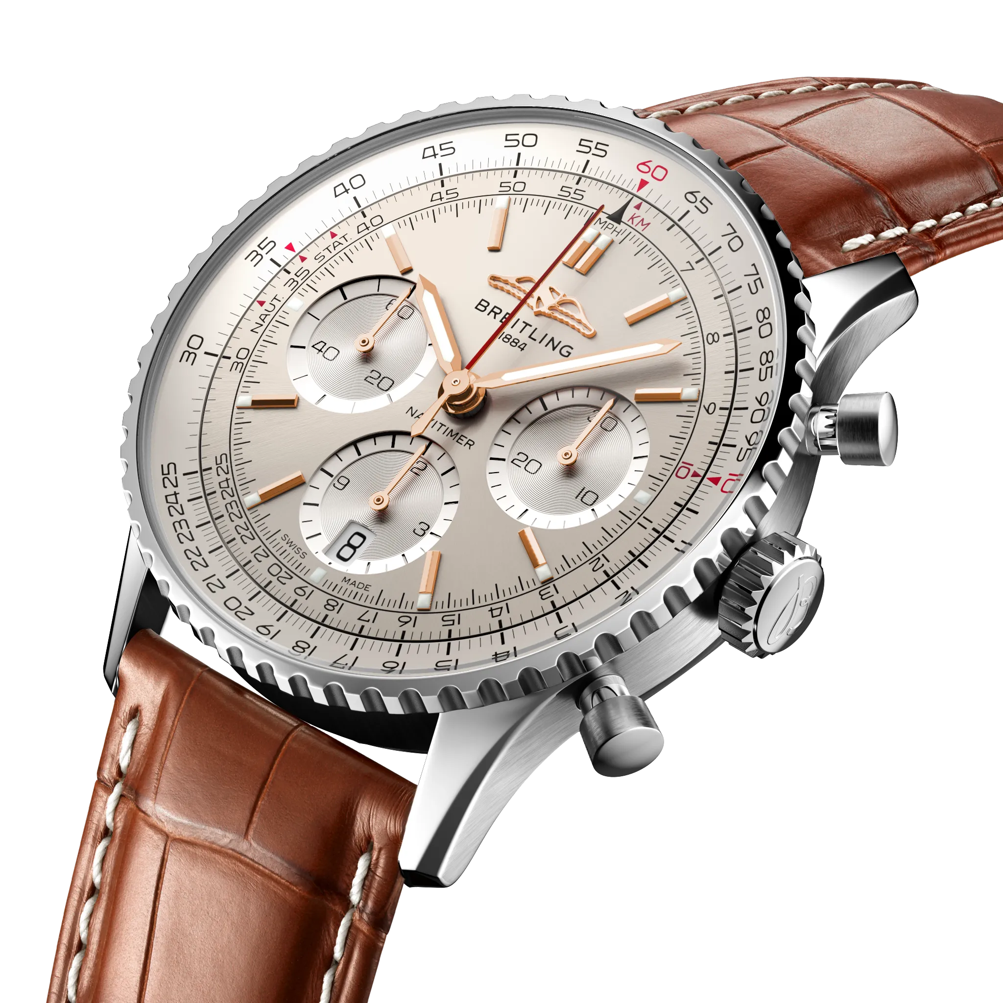 BRT Watch Navitimer B1 Chronograph 41 Gold Croc Folding Clasp
