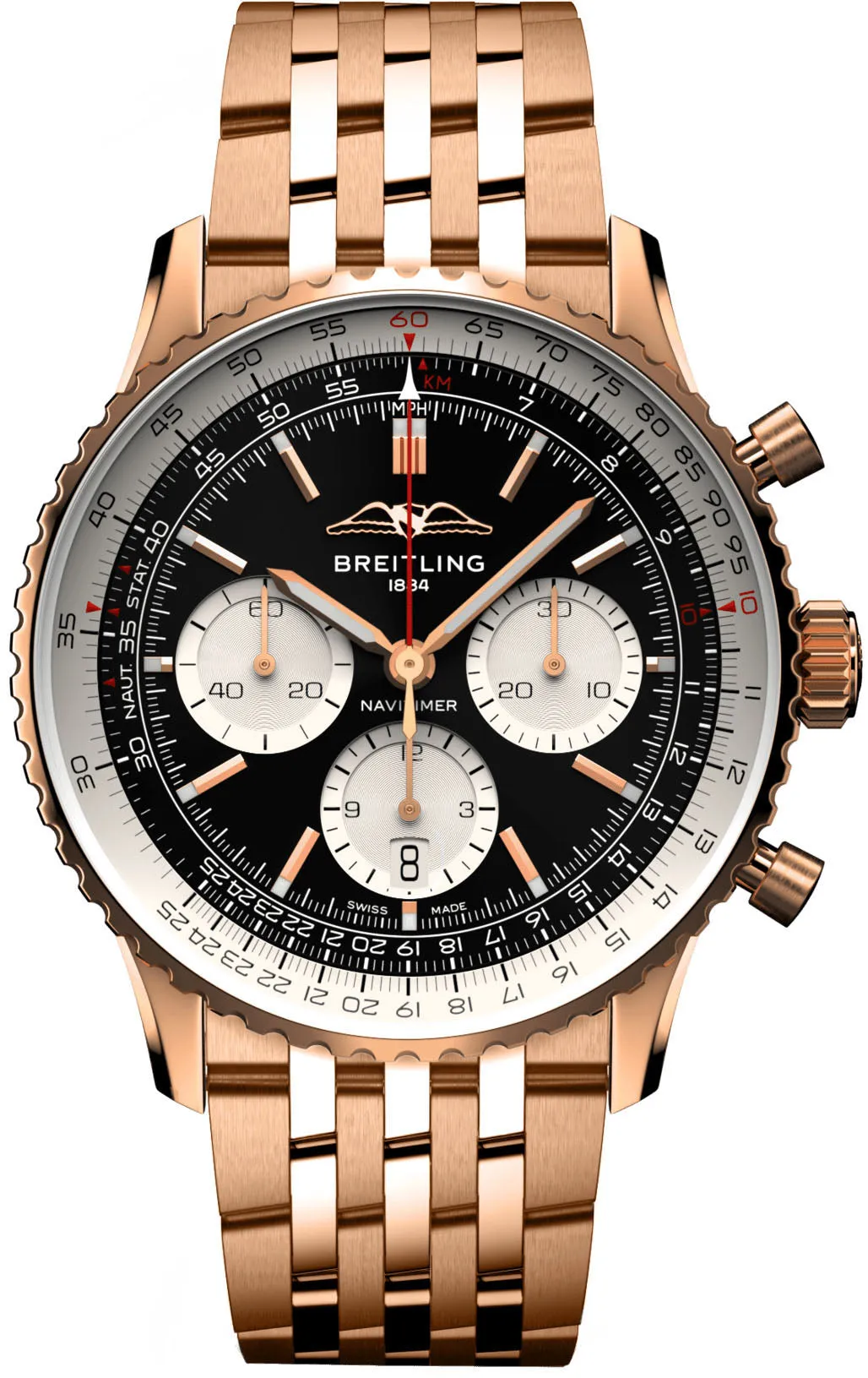 BRT Watch Navitimer B1 Chronograph 43 Black 18k Red Gold