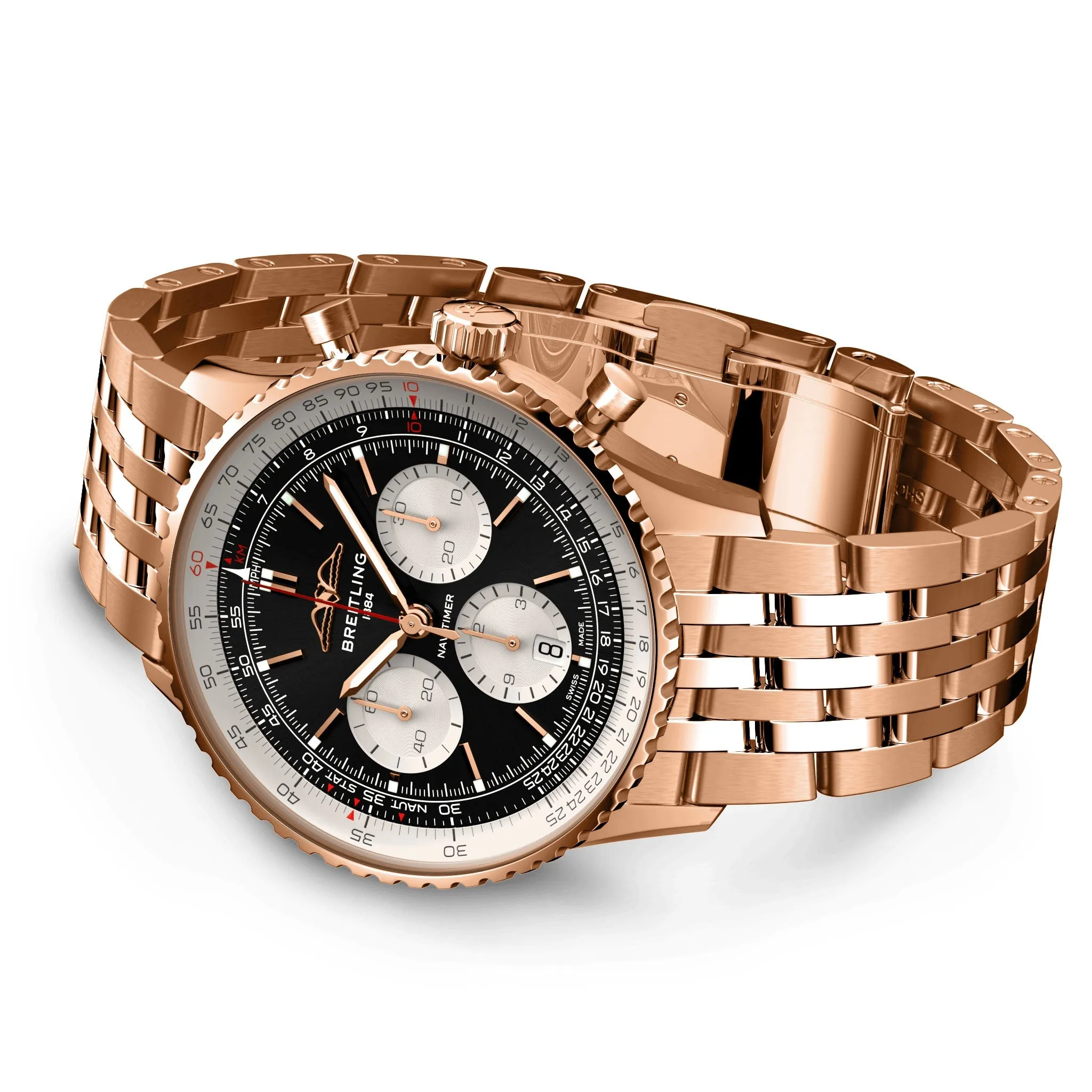 BRT Watch Navitimer B1 Chronograph 43 Black 18k Red Gold