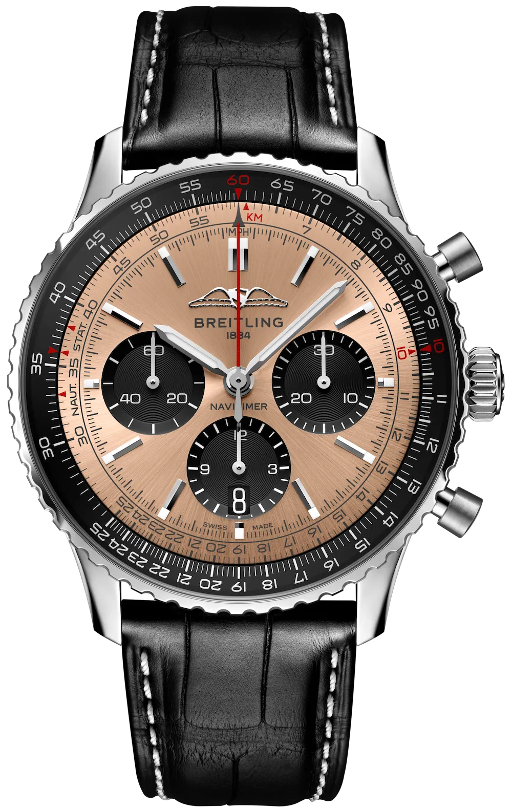 BRT Watch Navitimer B1 Chronograph 43 Black Croc Folding Clasp