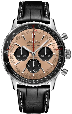 BRT Watch Navitimer B1 Chronograph 43 Black Croc Folding Clasp