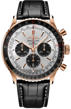 BRT Watch Navitimer B1 Chronograph 46 18k Black Croc Folding Clasp