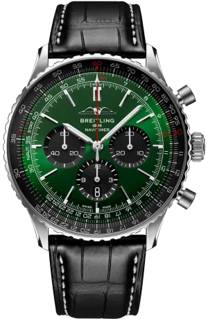 BRT Watch Navitimer B1 Chronograph 46 Black Croc Folding Clasp