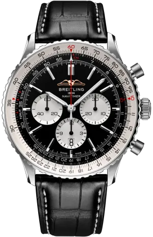 BRT Watch Navitimer B1 Chronograph 46 Black Croc Folding Clasp