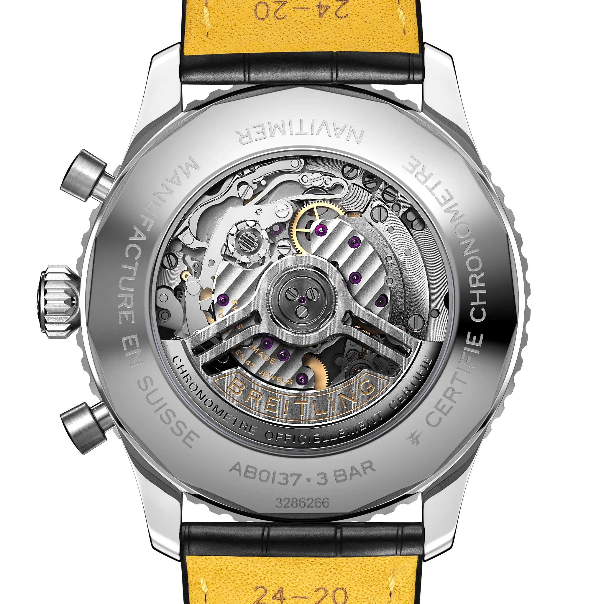 BRT Watch Navitimer B1 Chronograph 46 Black Croc Folding Clasp
