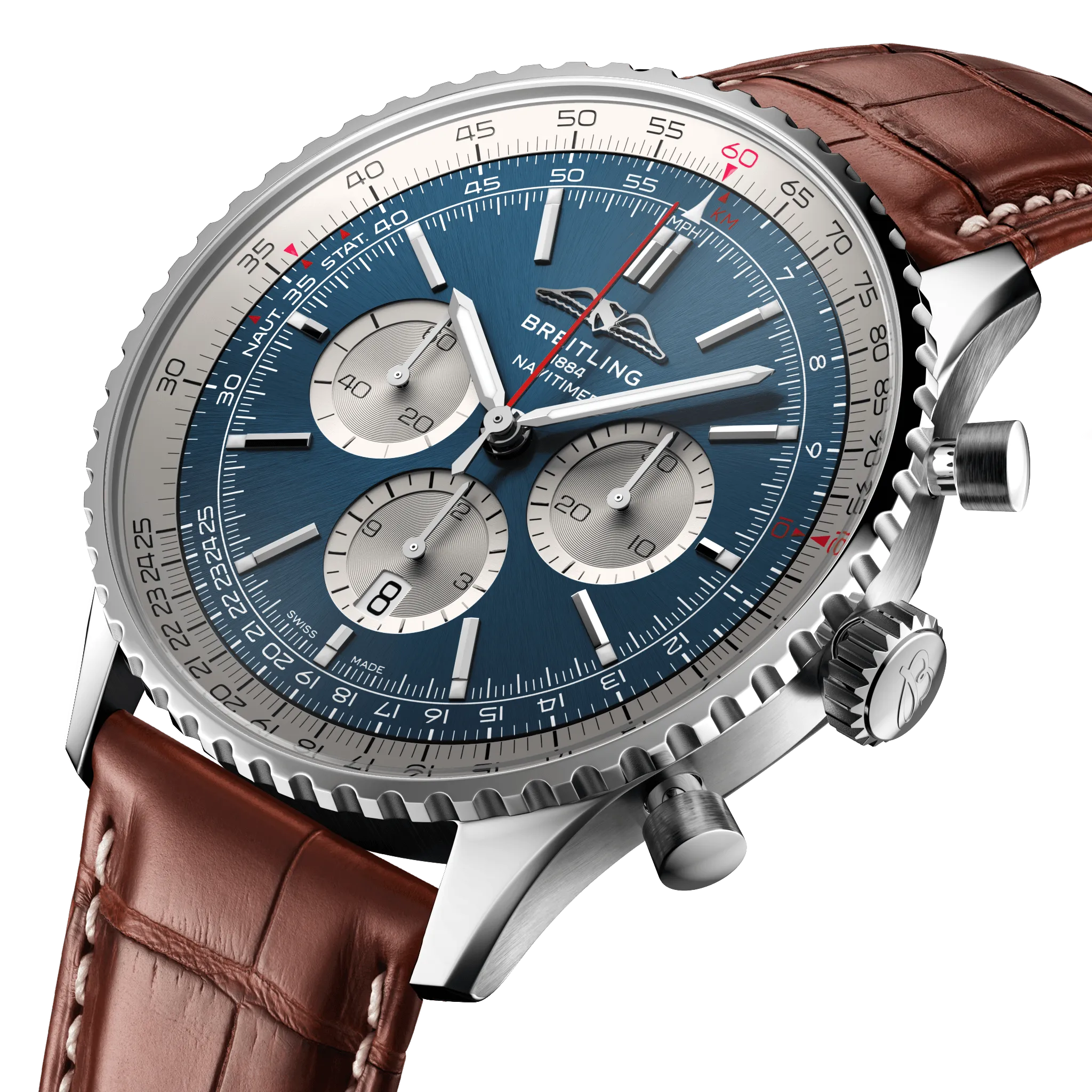 BRT Watch Navitimer B1 Chronograph 46 Brown Croc Folding Clasp