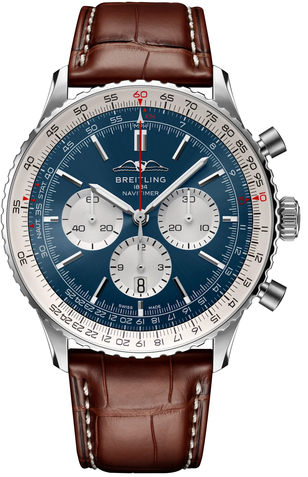 BRT Watch Navitimer B1 Chronograph 46 Brown Croc Folding Clasp