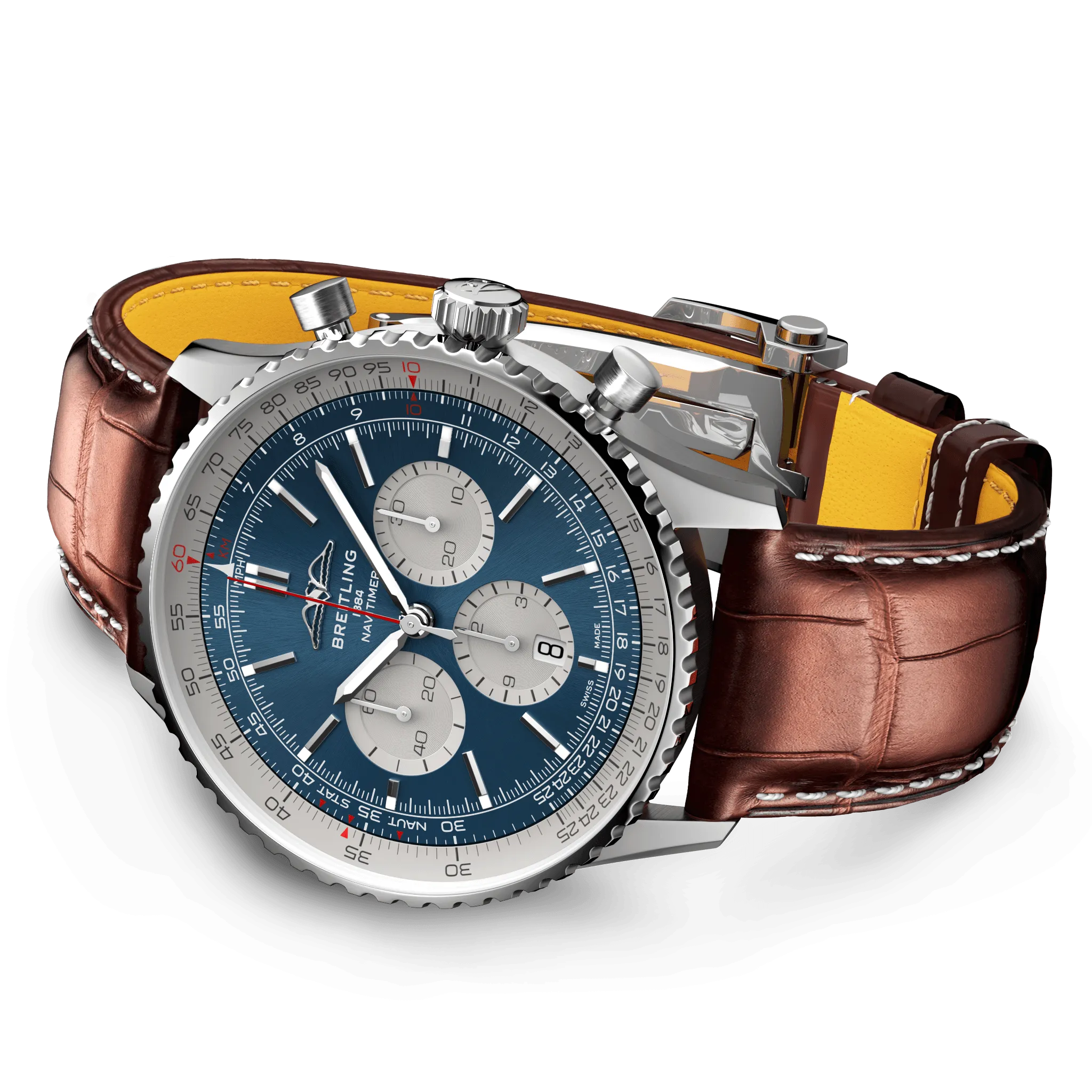 BRT Watch Navitimer B1 Chronograph 46 Brown Croc Folding Clasp