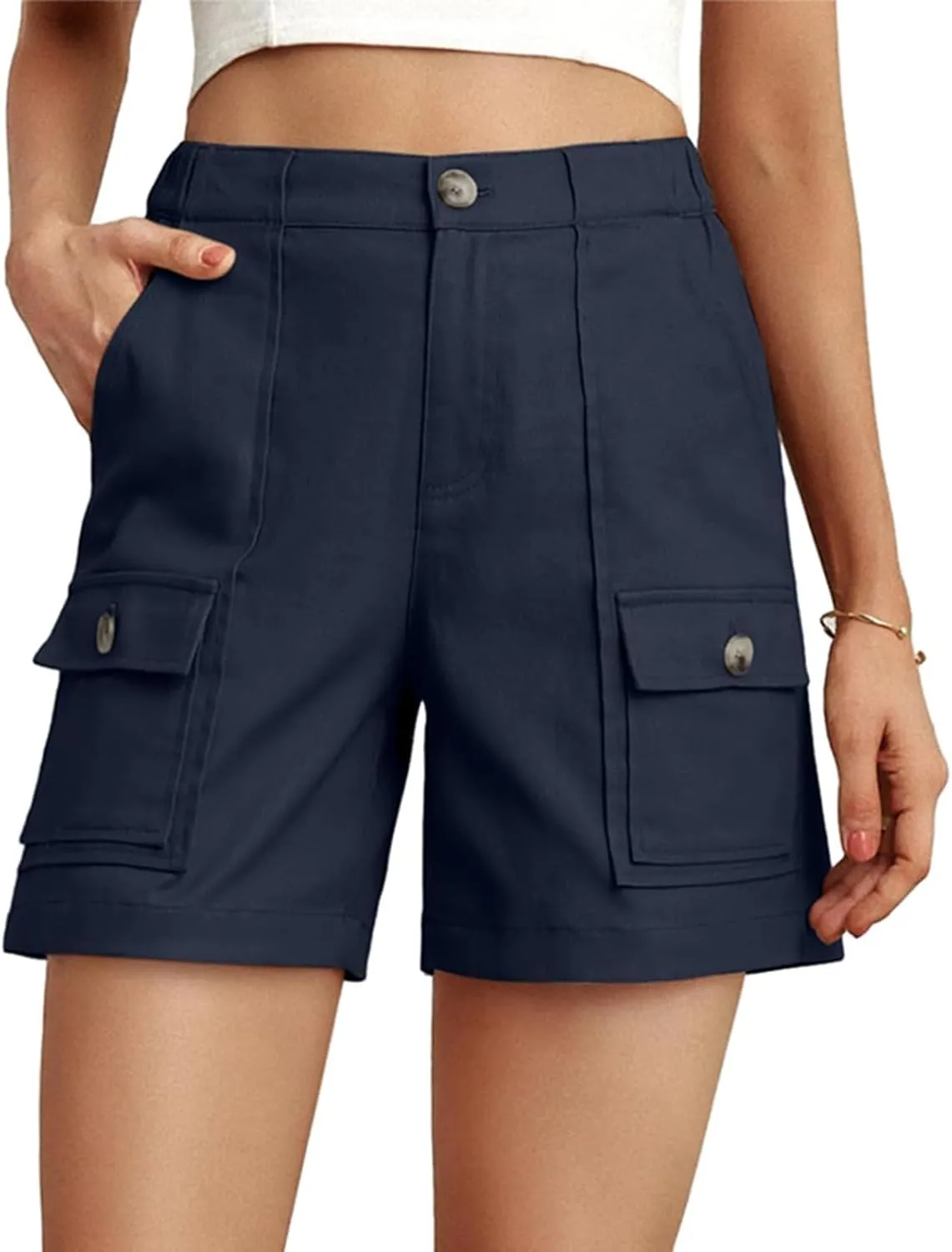 Cargo Shorts Women Athletic Summer Casual Uniform Shorts with 6 Pockets Fashion Straight Leg Pants Outdoor Pants