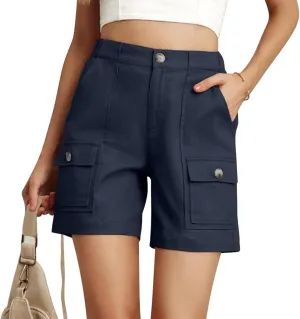 Cargo Shorts Women Athletic Summer Casual Uniform Shorts with 6 Pockets Fashion Straight Leg Pants Outdoor Pants