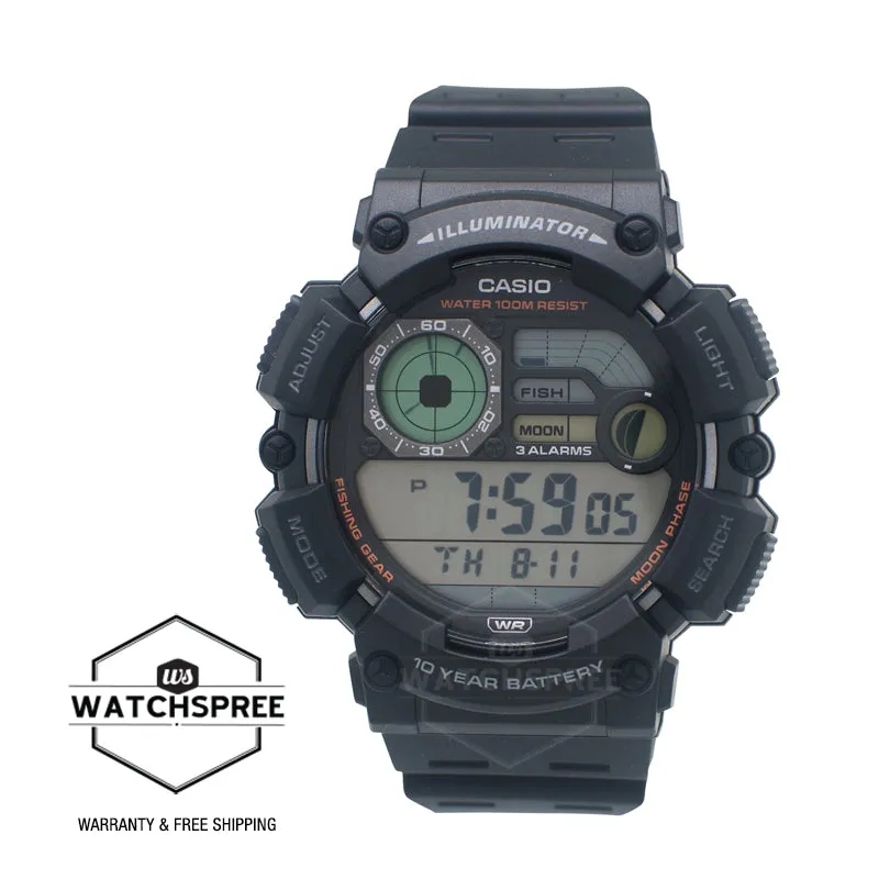 Casio Digital Dual Time Black Resin Band Watch WS1500H-1A WS-1500H-A