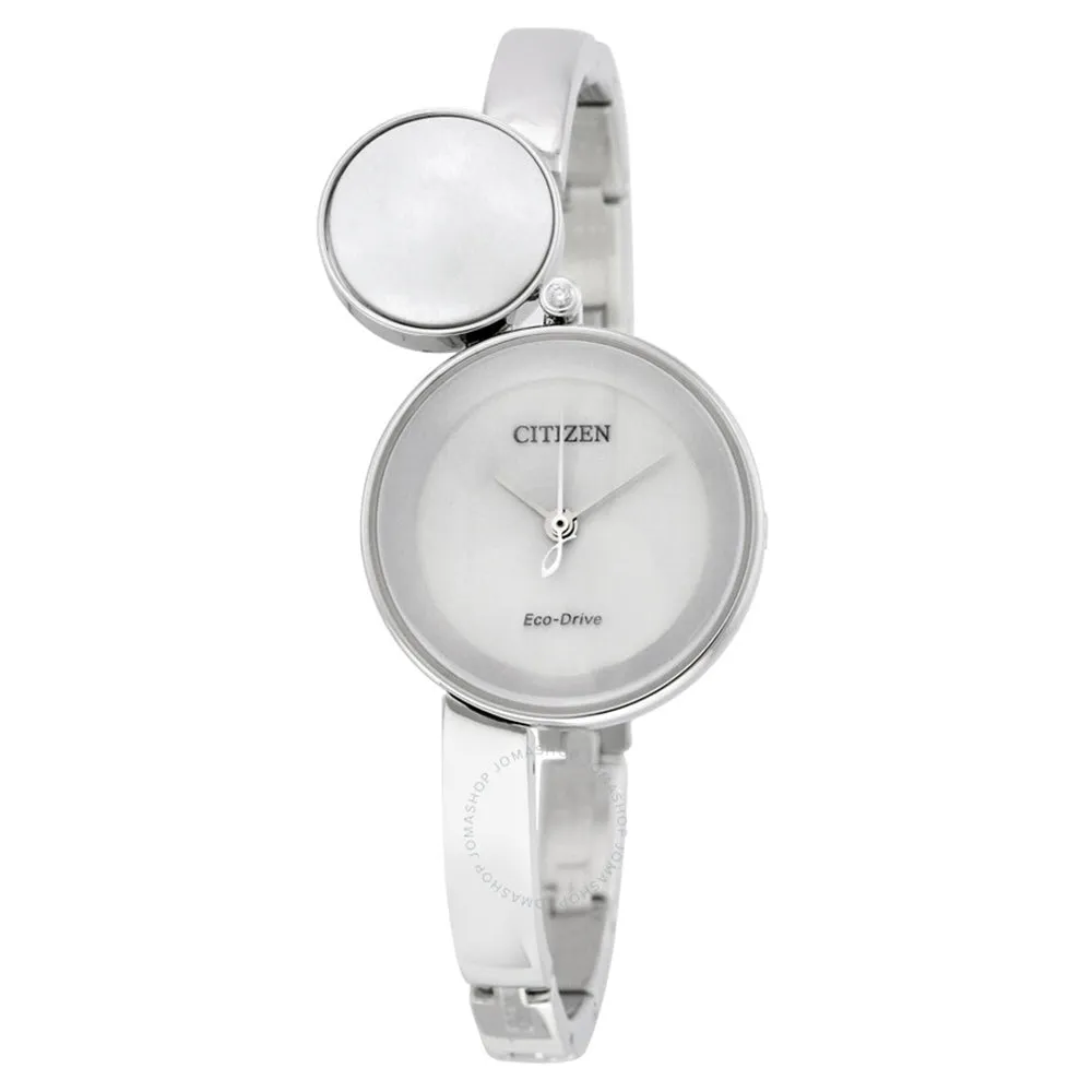 Citizen Ambiluna Womens Silver Stainless Steel Case Silver Bracelet Round Watch - EW5490-83A