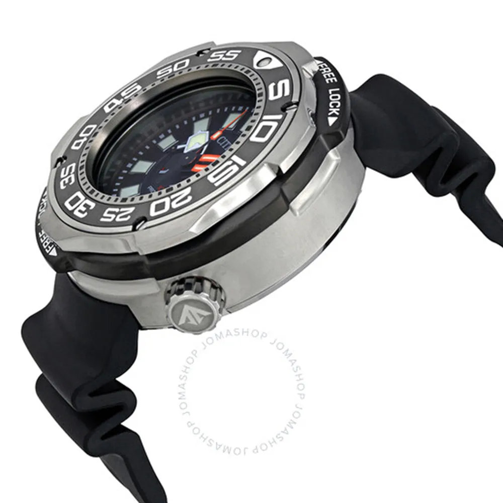Citizen Eco-Drive Mens Rubber Titanium Band Black Quartz Dial Watch - BN7020-17E