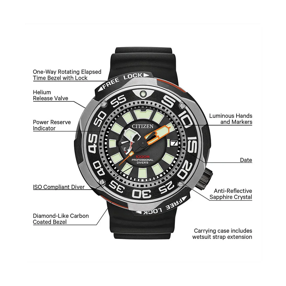 Citizen Eco-Drive Mens Rubber Titanium Band Black Quartz Dial Watch - BN7020-17E