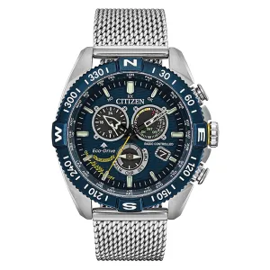 Citizen Mens Promaster  Blue Dial Silver Band Stainless Steel Strap Quartz Watch - CB5848-57L