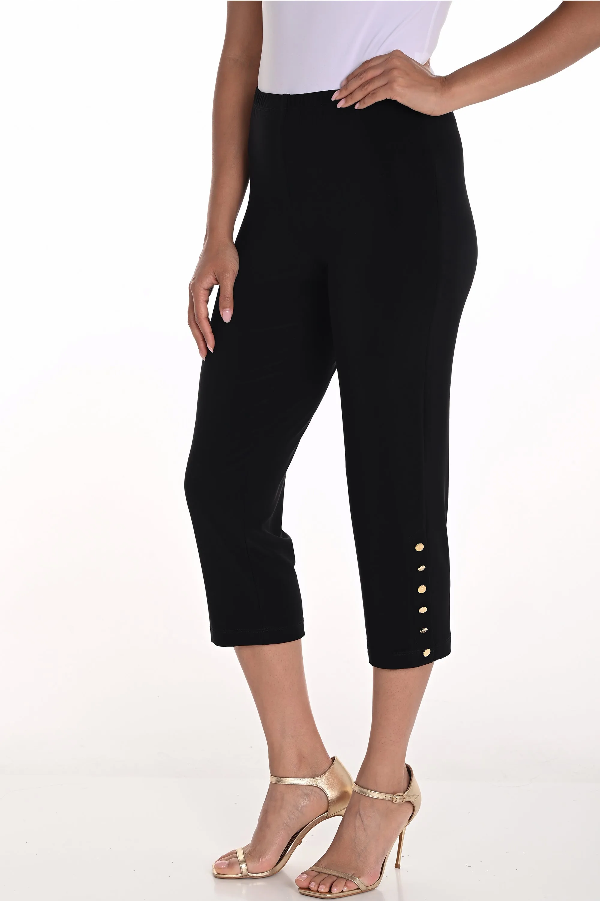 CROP PANT WITH GOLD BUTTONS